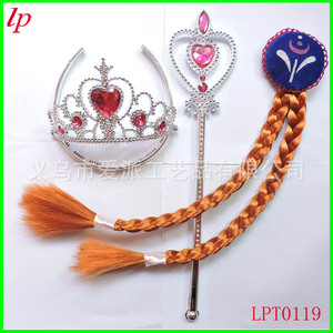 Frozen Crown <b>Magic</b> Wand Wig Braid <b>Set</b> For Children Plastic Resin Heart Shape Hair Accessory LPT0111 - Product Image 2