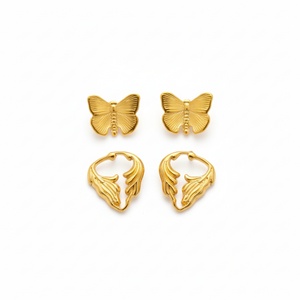 Waterproof Earrings 18k Gold Plated Polished Minimalist <b>Stud</b> Luxury Hypoallergenic Lightweight for Women Wedding Daily Party - Product Image 1