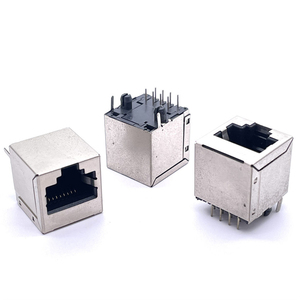 Jack PCB công nghiệp -40°C~+85°C, đèn LED vàng/xanh, mạ vàng, khóa PA46, vỏ 6p4c 8p8c, đầu nối RJ45 cái Cat6 được che chắn - Product Image 1