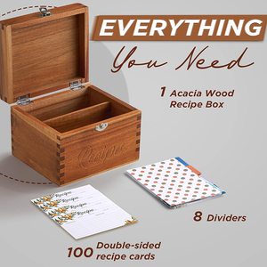 Boîte à recettes en bois d'acacia avec logo personnalisé 4x6 avec rainure pour support de téléphone, boîte de rangement de <span class=keywords><strong>cuisine</strong></span> en bois vintage avec séparateurs de cartes - Product Image 5