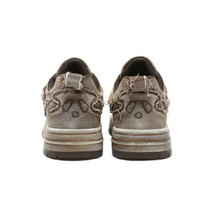 Zapatos de Mezclilla Retro para Hombre, Transpirables, Versátiles, con Diseño de Borlas Desgastadas, Estilo Deportivo Informal para Parejas, Hip Hop - Product Image 6