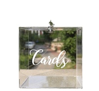 Hochzeit Acryl Karte Box, Kristall Klare Plexiglas Box mit Deckel Schloss und Schlüssel, mr & Mrs Geld Karte Geschenk Halter Spende Box