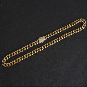 Cadena Cubana de Acero Inoxidable con Micro Pavé de Circonitas, Cierre Iced Out, Chapada en Oro de 18K, Estilo Hip Hop, Directo de Fábrica, Personalizada - Product Image 5