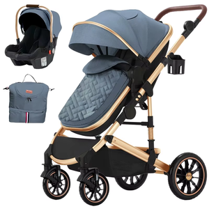 Carriola Multifuncional 3 en 1 con Portabebés Delantero y Trasero, con Capazo y Asiento Reversible para Automóvil - Product Image 1