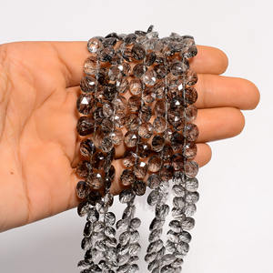 Proveedores al por mayor de cuentas de cuarzo rutilo negro con forma de corazón y estilo facetado cuentas de cuarzo rutilo negro BRASIL - Product Image 2