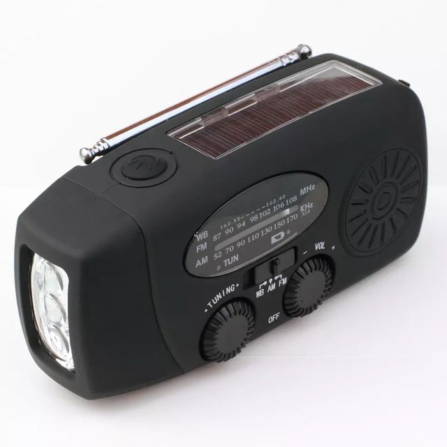 Low MOQ Ready to Ship Wholesale Solar Hand Crank 3-Way Power NOAA AM FM WB LED Flashlight Phone Charger Emergency Crank Radio