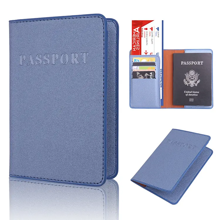 Funda de pasaporte de cuero PU con logotipo personalizado de X-WORLD, Cartera de viaje con tarjetero, ranura para billetes