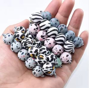 2024 perles de silicone de guépard de léopard d'impression populaire 15mm rond en gros - Product Image 4