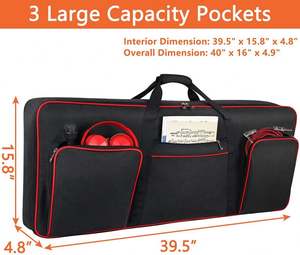 Étui pour clavier 61 touches, échantillon gratuit, souple (intérieur : 39,5 x 15,8 x 4,8 pouces), non compatible avec tous les Korg, étui pour piano étanche - Product Image 4