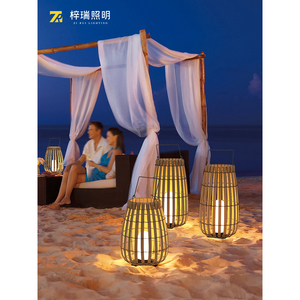 Lámpara Solar de Jardín Zi Rui, Lámpara LED Impermeable para Exteriores, Luz Decorativa para Césped, Patio y Jardín, Estilo Ratán - Product Image 3