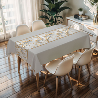 Nappe rectangulaire en PVC imprimé RNPT bleu clair à motifs tropicaux subtils pour les fêtes