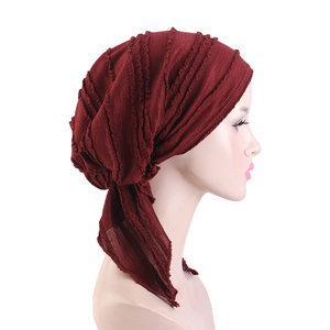 <span class=keywords><strong>Foulard</strong></span> plissé doux pour femme, bonnet <span class=keywords><strong>chimio</strong></span> pré-noué, turban, bonnet, couvre-chef, bandana pour <span class=keywords><strong>perte</strong></span> de <span class=keywords><strong>cheveux</strong></span>, sommeil, couvre-<span class=keywords><strong>cheveux</strong></span>, foulards - Product Image 3