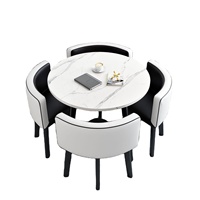 Table de salle à manger ronde de luxe 2026 de 90 cm de diamètre en MDF et cuir PU, fabriquée en Chine, pour cuisine