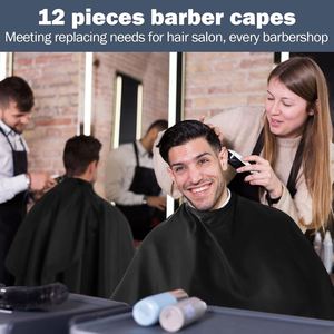 Tablier de coiffure noir en polyester, imperméable, confortable, à taille ajustable, avec logo personnalisé, pour la coupe de cheveux en salon de coiffure et barbier, vente en gros - Product Image 4