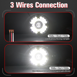 2 feux arrière ronds blancs à 36 LED de 7 pouces avec montage en surface à 4 trous pour camping-cars, camions, remorques, bus, fourgonnettes, 10-30V, IP65 - Product Image 2