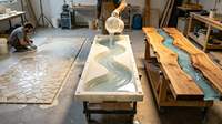 Résine époxy transparente autonivelante au prix d'usine, résine époxy AB transparente comme du cristal pour tables de rivière, sols, comptoirs