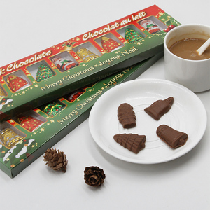 Solid milk Christmas Chocolate with santa tree shape display paper box OEM China factory manufacture chocolate