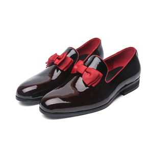 De zapatos de cuero de punta estrecha de encaje con lazo boda fiesta resbalón en <span class=keywords><strong>mocasines</strong></span> para hombres - Product Image 5