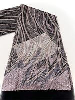 Robe en tissu organza brodée au laser 3D avec perles et sequins, à fond en maille, respirante et extensible, pour mariage de filles