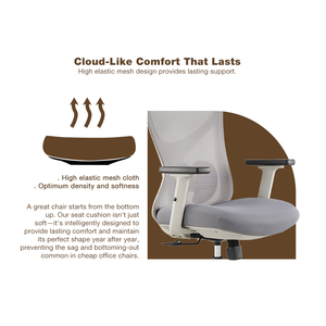 Chaise <span class=keywords><strong>de</strong></span> <span class=keywords><strong>bureau</strong></span> <span class=keywords><strong>ergonomique</strong></span> en maille avec verrouillage d'inclinaison réglable et base en acier pour <span class=keywords><strong>achat</strong></span> commercial en gros - Product Image 6