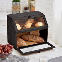 Multifunktionaler Brotkasten mit großem Fassungsvermögen, 3 Farben, Behälter zur Brotlagerung, schwarzer Holz-Bambus-Brotkasten