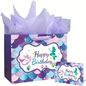 Bolsa de Regalo Mediana con Papel de Seda y Tarjeta de Felicitación para Fiestas de Cumpleaños para Hombres y Mujeres - Product Image 4