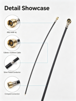 Kabel RF Koaksial Mikro DC-6GHz U.F.L MHP 1,2,3 Kabel 1.13 0.8mm 0.64mm Konduktor Tembaga Berlapis Perak Kabel Jumper RF