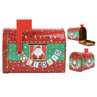 Boîte en fer blanc pour Noël, motif Père Noël, pour bonbons et biscuits, recyclable, imprimée, emballage cadeau de Noël, décoration intérieure