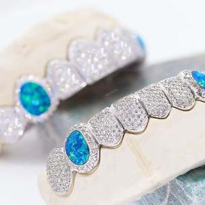 Personalizado Vvs Moissanite dientes Grillz panal helado redondo brillante corte chapado en oro 925 Plata Hip Hop joyería Grilliz - Product Image 3