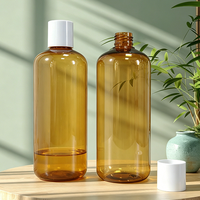 Botol Kosmetik Perawatan Kulit Plastik Coklat Kosong 500ml/16oz dengan Tutup Sekrup (Boston Round)