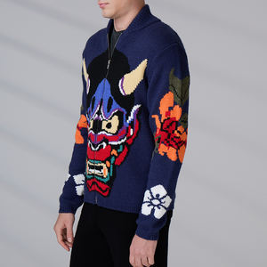 High-end Anti-Pilling <b>Long</b> Sleeve Zipper up <b>Cardigans</b> Winter Wool Blend Customized Logo Casual Knitted <b>Sweater</b> Men - Product Image 4