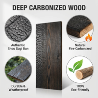 Panel Dinding Kayu Bakar Shou Sugi Ban Premium, Papan Fir Karbonisasi Hitam Modern, Panel Dinding Kayu Bakar Dekoratif