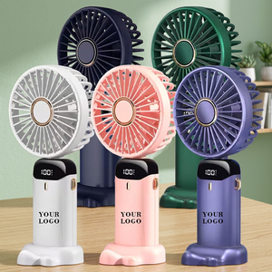Ventilateur portable à main avec écran numérique, moteur DC 5W, pliable, fonctionnant sur batterie, trois vitesses, corps en plastique, usage domestique - Product Image 1