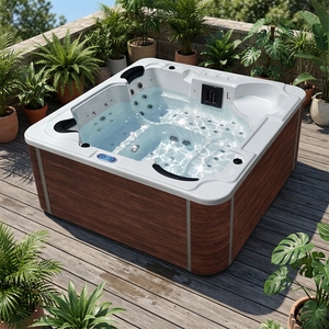 <span class=keywords><strong>Hydrorelax</strong></span> Spa de Luxe en Acrylique pour 5 Personnes, Moderne, Autoportant, avec LED, pour Jardin, Massage, Baignoire à Remous Extérieure avec Filtre de Drainage pour Familles - Product Image 1