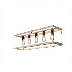 Lustre moderne E26 |   Lampe suspendue carrée noire en fer pour salle à manger, taille moyenne - Product Image 2