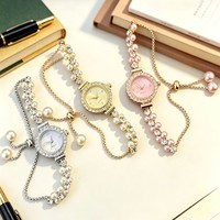 Montre-bracelet en alliage de perles de style Instagram, boîte magique de luxe minimaliste, cadran incrusté de diamants, modèle femme 377, cadeau transfrontalier