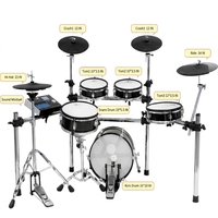 Batterie électronique acoustique professionnelle HXM XD-900-KM noire avec peaux en mesh, 9 pièces, 820 voix, 40 kits préréglés, double couche, vente directe usine