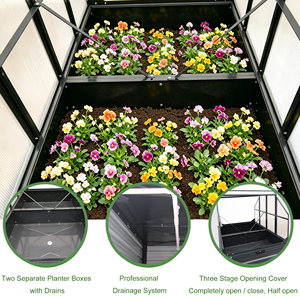 Serre rectangulaire surélevée avec couvercle et fenêtre d'observation pour jardins domestiques, arrière-cours et cours intérieures - Product Image 5