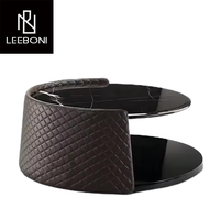 Table basse ronde de style italien, contemporaine, simple, avec plateau en marbre noir
