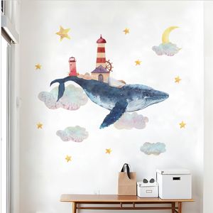 Océan Baleine Stickers Muraux Amovible Tissu Stickers pour Enfants <span class=keywords><strong>Chambre</strong></span> Pépinière Salon Bébé <span class=keywords><strong>Chambre</strong></span> Mer Animal Mur Art Décor - Product Image 1