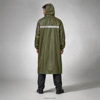Wasserdichter Langer Regenmantel mit Kapuze Olivgrüner Parka mit Druckknöpfen Outdoor-Regenjacke Winddichter Mantel zum Angeln, Wandern und Camping