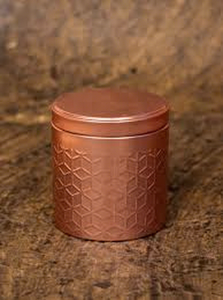 Boîte à épices en cuivre ronde avec couvercle, design minimaliste, motif sculpté, boîte de rangement alimentaire à 1 couche - Product Image 2