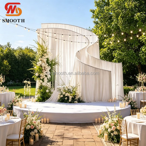 Cortina de Seda Ondulada para Bodas, Telón de Fondo Color Champán para Eventos y Ceremonias al Aire Libre - Product Image 1