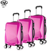 Ensemble de valises en gros d'usine, modèle à vente chaude, logo personnalisé, extensible, durable, ouverture frontale, design diamant, ABS classique, 4 pièces