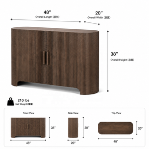 Credenza Moderna a 2 Ante con Pannelli Frontali Scanalati, Angoli Arrotondati e Base Rialzata per Soggiorno e Sala da Pranzo - Product Image 5