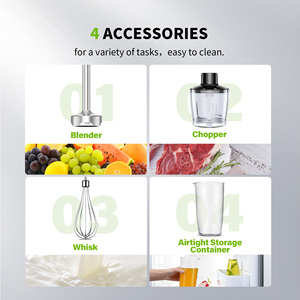 Mélangeur de cuisine, smoothies, soupes, 850 watts puissant, avec bâton de mélange, fouet, hachoir et bécher - Product Image 3