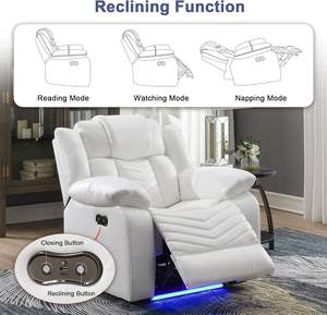Silla reclinable JS para sala de estar, mecanismo de gravedad 0, tapizado, aire, cuero, luces LED, sofá reclinable eléctrico - Product Image 5