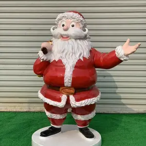 Customized Outdoor Fiberglass Santa Claus garden Christmas ornament resin crafts art Sculpture Fiberglass Statue Santa Claus