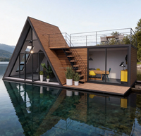 Villa moderne de luxe en A-frame, à faible hauteur, isolée thermiquement, maison préfabriquée modulaire triangulaire pour appartement ou chalet préfabriqué
