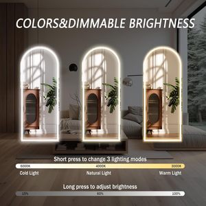 CF Arch Marco de aluminio dorado Espejos Led Montado en la pared <span class=keywords><strong>Espejo</strong></span> completo <span class=keywords><strong>Baño</strong></span> de hotel <span class=keywords><strong>Baño</strong></span> <span class=keywords><strong>Espejo</strong></span> Led de longitud completa con luz - Product Image 3